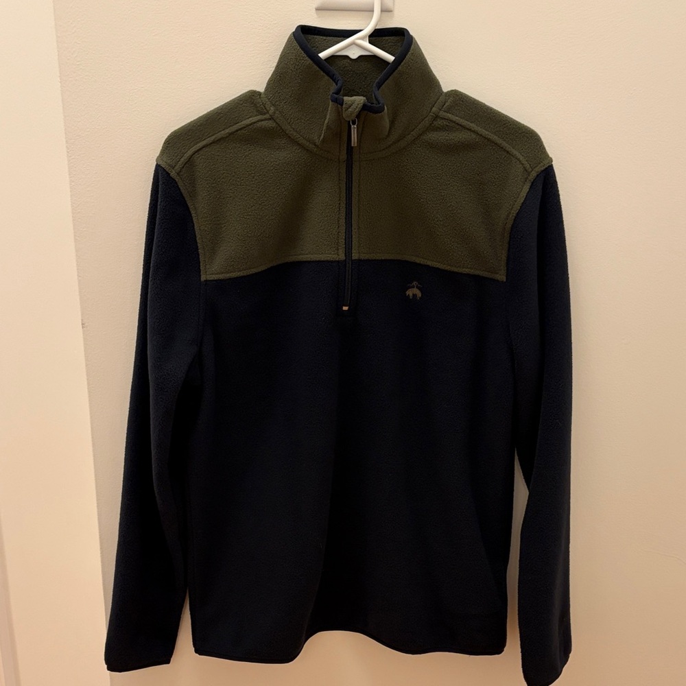 Brooks Brothers Olive and Navy Zip-Up Sweater